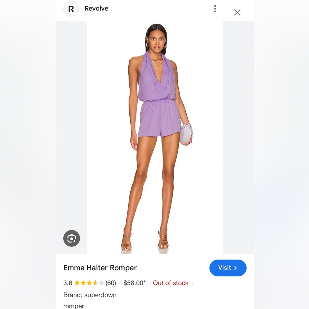 Revolve Superdown Purple Halter romper